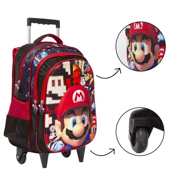 Imagem de Bolsa Escolar Masculina Carrinho Super Mario Passeio Aulas