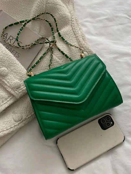 Imagem de Bolsa Femenina de ombro Elegante cadeia Chevron verde