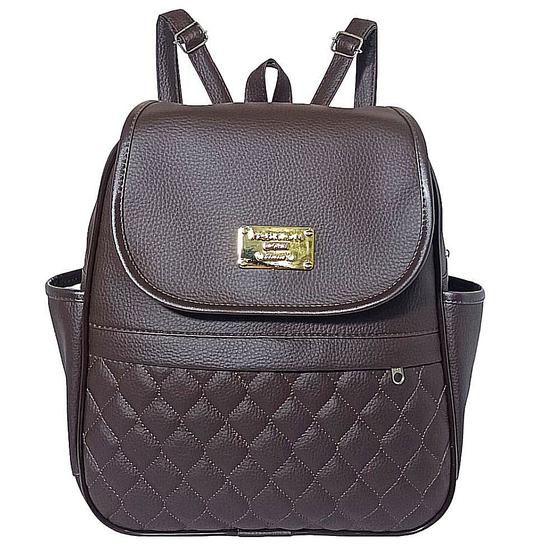 Imagem de Bolsa feminina caramelo tipo mochilinha com alças de costas e bolsos para usar no dia dia