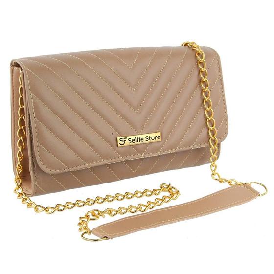 Imagem de Bolsa Feminina Clutch Carteira Matelassê Alça com Corrente