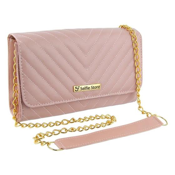 Imagem de Bolsa Feminina Clutch Carteira Matelassê Alça com Corrente