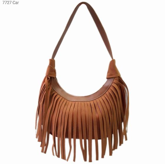Imagem de Bolsa Feminina com Franjas canoa de ombro aveludada 7727