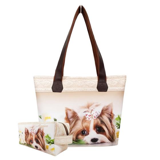 Imagem de Bolsa Feminina com Necessaire Pet Cachorrinha Charmosa, Magicc Bolsas