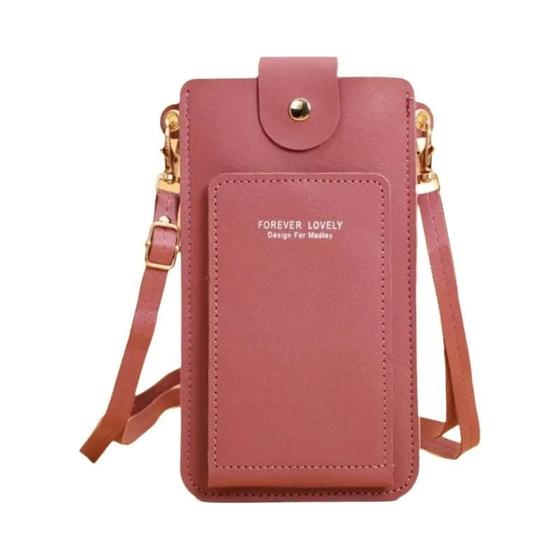 Imagem de Bolsa Feminina Crossbody de Couro Macio com Tela Sensível ao Toque