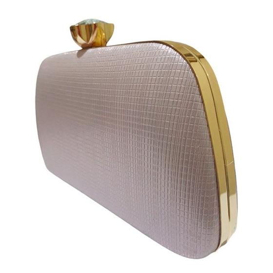 Imagem de Bolsa Feminina De Festa Clutch Texturizada Fecho Com Pedra