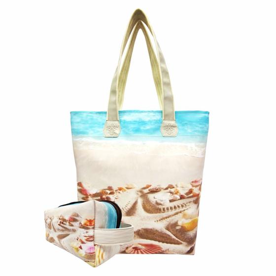 Imagem de Bolsa Feminina e Necessaire Conchas na Areia Magicc Bolsas