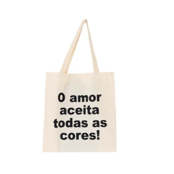 Imagem de Bolsa Feminina Ecobag 100% algodão Estampa AMOR A TODOS