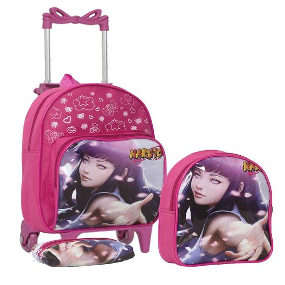 Imagem de Bolsa Feminina Escolar Pequena de Rodinhas Hinata Anime Rosa