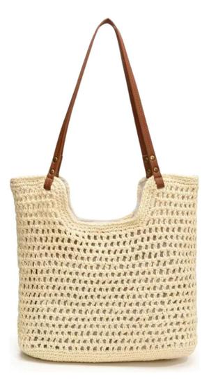 Imagem de Bolsa Feminina Grande Praia Estilo Croche Moda Verão Linda