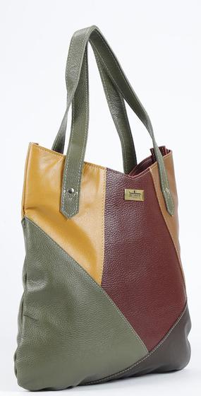 Imagem de Bolsa Feminina Lara De Ombro Couro Rubi/Verde