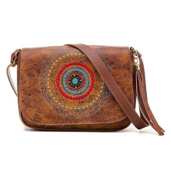 Imagem de Bolsa Feminina Mandala Bordada Tiracolo Transversal Elegante Completa Alice Monteiro