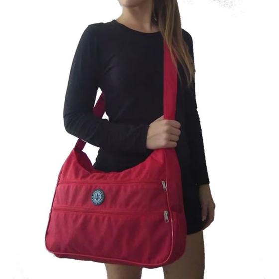 Imagem de Bolsa feminina masculina nylon tactel impermeável Casual alça ombro Lateral ajustável tipo carteiro trabalho academia faculdade passeio mala espaçosa