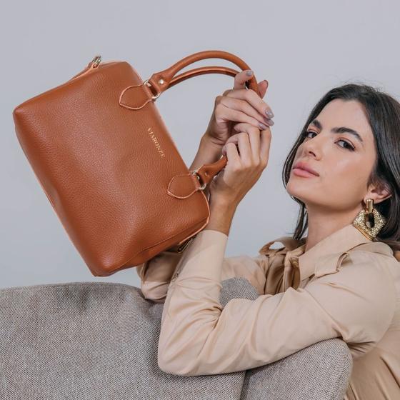 Imagem de Bolsa Feminina Média Modelo Báu Tiracolo Regulável - Caramelo