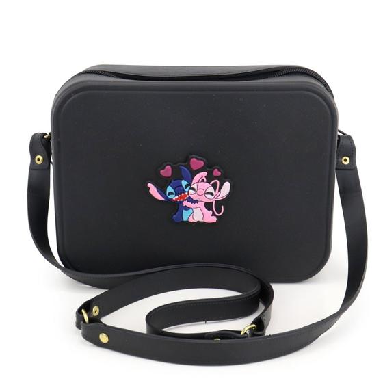 Imagem de Bolsa Feminina Menina  Injetada Transversal Personagem Minnie Unicórnio Stitch Preto Pink Laranja