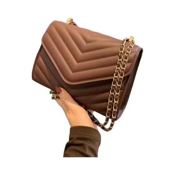 Imagem de Bolsa Feminina Mini Retrô Quadrada - Bolsa Crossbody com Alça de Corrente