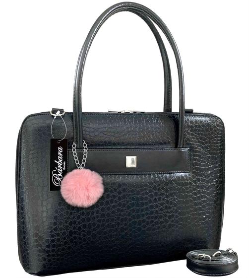 Imagem de Bolsa Feminina Notebook Pasta Maleta Chaveiro Pompom Fashion