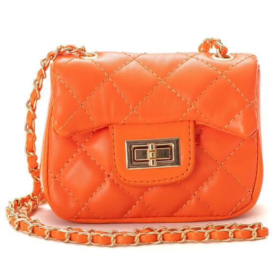 Imagem de Bolsa Feminina Pequena Mini Bag Alça De Corrente Transversal Laranja