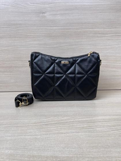 Imagem de Bolsa Feminina Pequena Transversal Bolsinha Tiracolo Alça Regulável cor Preto corrente