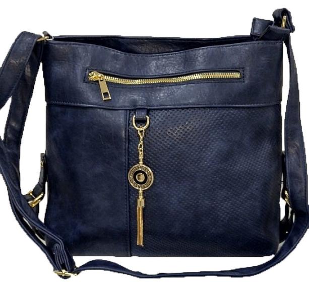 Imagem de Bolsa Feminina Preta, Alça Transversal, divisórias cor: azulcolor: azul