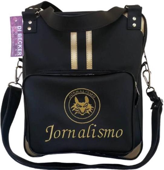 Imagem de Bolsa Feminina Preta Personalizada Jornalismo