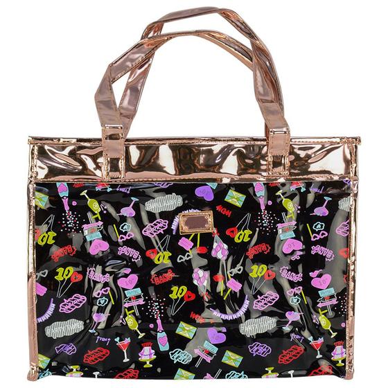 Imagem de Bolsa Feminina Sacola Praia Transparente Candy Preto CBRN17201