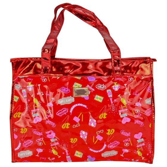 Imagem de Bolsa Feminina Sacola Praia Transparente Candy Vermelho CBRN17225