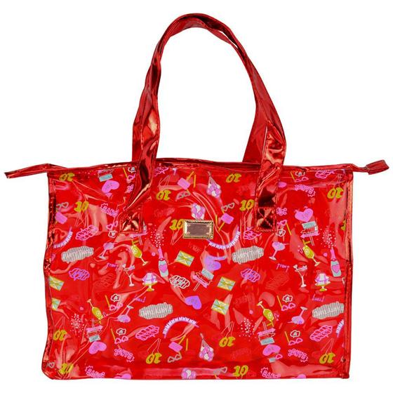 Imagem de Bolsa Feminina Sacola Praia Transparente Party Vermelho CBRN17294