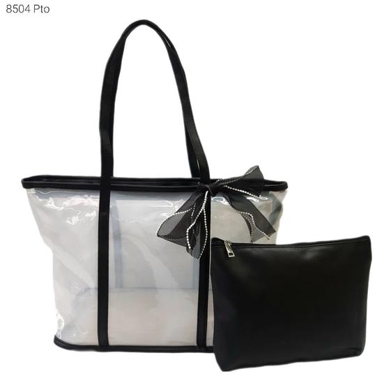 Imagem de Bolsa Feminina Sacola Transparente com Organizador / Necessaire e Lenço 8504