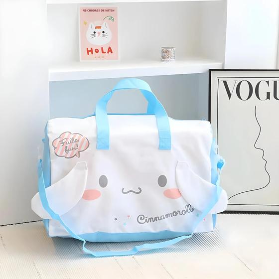 Imagem de Bolsa Feminina Sanrio Hello Kitty Cinnamoroll Dobrável De Viagem Crossbody Com Carrinho Ajustável