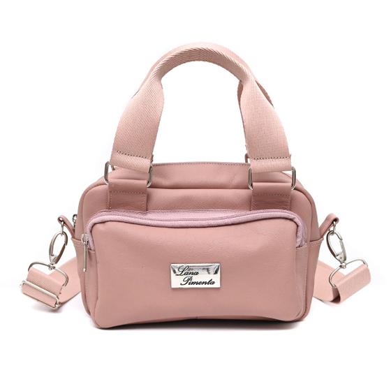 Imagem de Bolsa Feminina Transversal Linda Bolsos em Couro Rosa Lana Pimenta