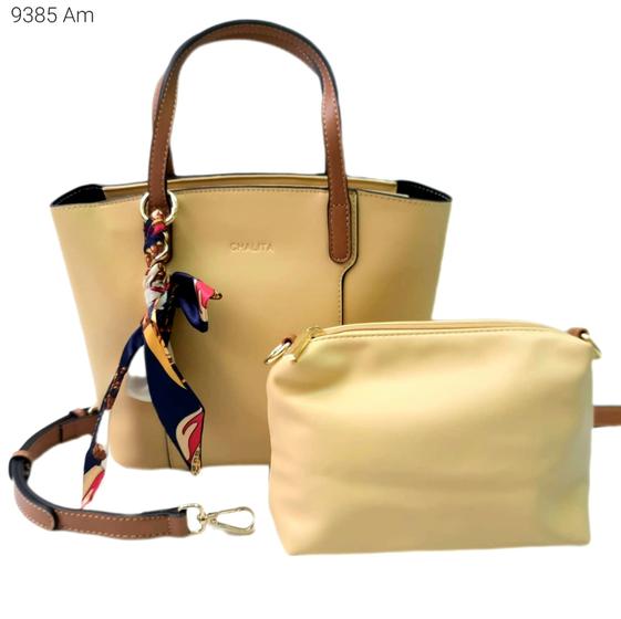 Imagem de Bolsa Feminina Transversal / Mão Kit 2 pçs com Necessaire e Lenço 9385