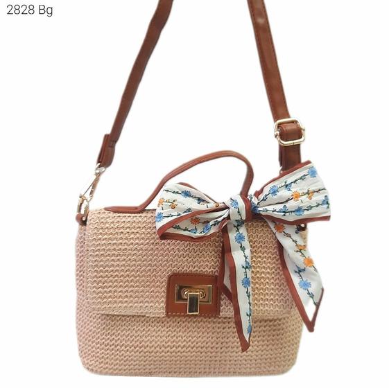 Imagem de Bolsa Feminina Transversal / Mão Palha com Lenço 2828
