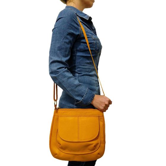 Imagem de Bolsa Feminina Transversal Topgrife Couro Amarelo