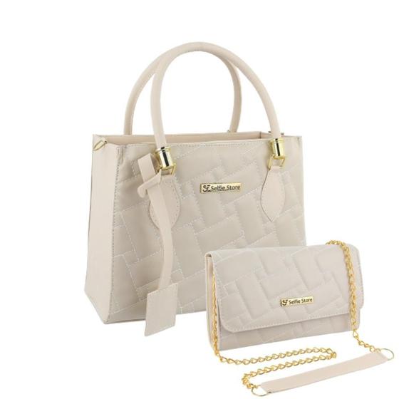 Imagem de Bolsa Feminina Transversal Tote Grande Moda + Bolsa Flap Kit