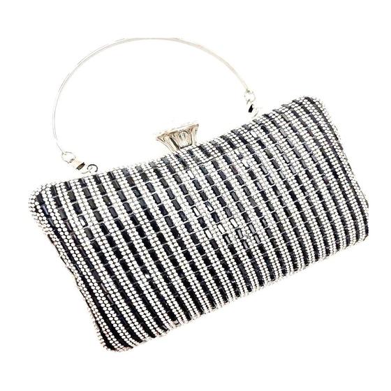 Imagem de Bolsa Festa Clutch Feminina Glam Com Strass Cor Chumbo