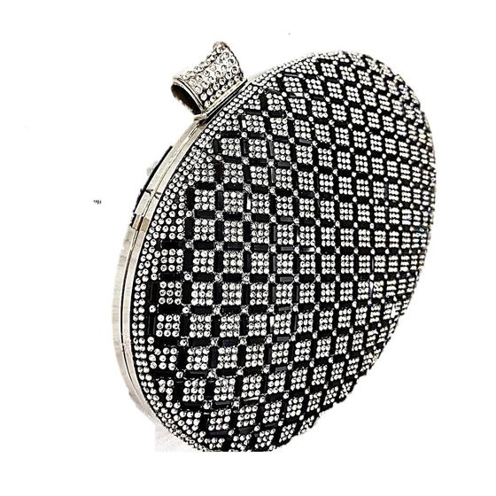 Imagem de Bolsa Festa Clutch Oval Com Detalhes Em Strass E Alça