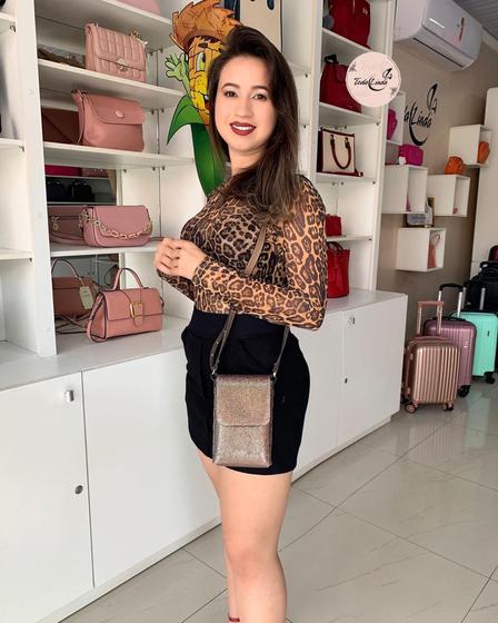 Imagem de Bolsa festa com brilho transversal cabe celular bolso único ideal para sua balada