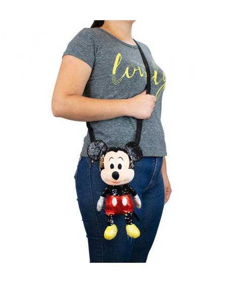 Imagem de Bolsa Formato Pelúcia Mickey Lantejoulas 30cm - Disney