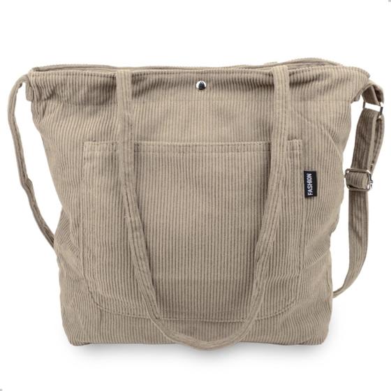 Imagem de Bolsa Grande de Ombro Transversal Estilo Canelada com Botão