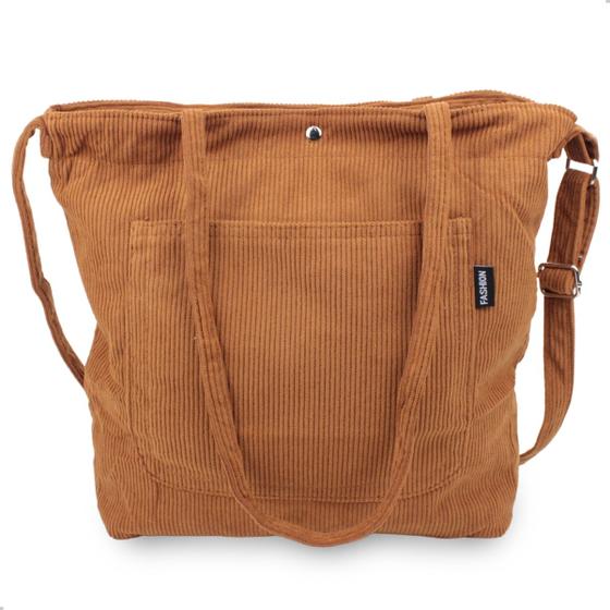 Imagem de Bolsa Grande de Ombro Transversal Estilo Canelada com Botão