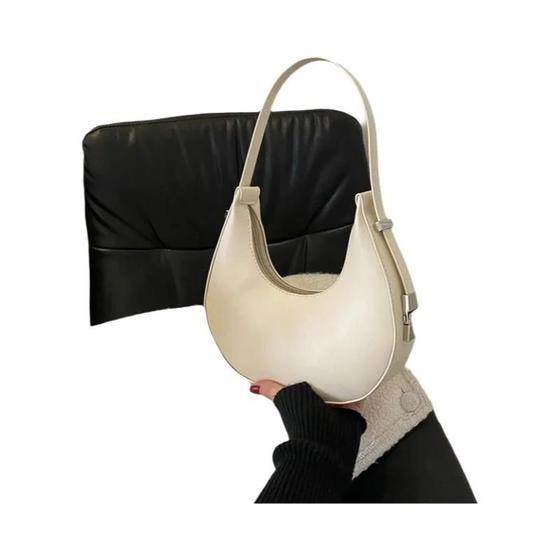 Imagem de Bolsa Hobo Pequena de Couro PU Feminina - Bolsa de Ombro e Mão Luxo