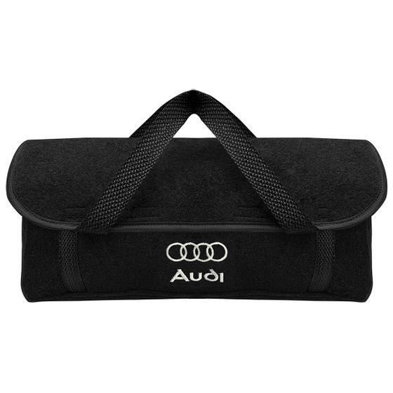 Imagem de Bolsa Maleta Organizadora Porta Malas Carpete Preto com Logo Bordado Audi