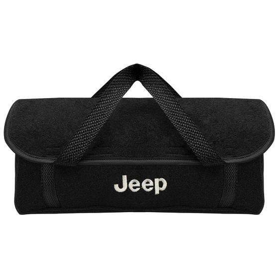 Imagem de Bolsa Maleta Organizadora Porta Malas Carpete Preto com Logo Bordado Jeep