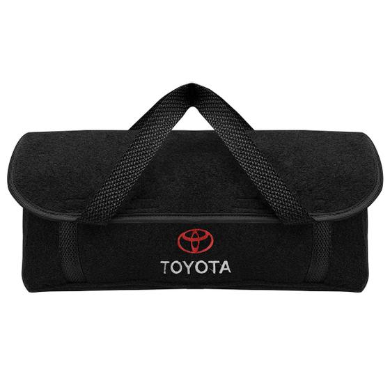 Imagem de Bolsa Maleta Organizadora Porta Malas Carpete Preto com Logo Bordado  Toyota