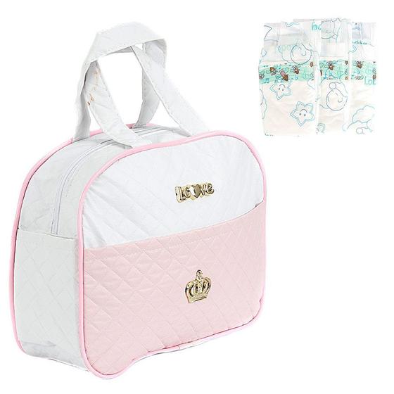 Imagem de Bolsa Maternidade 03 Fraldas de Baby Reborn Rosa Pequena