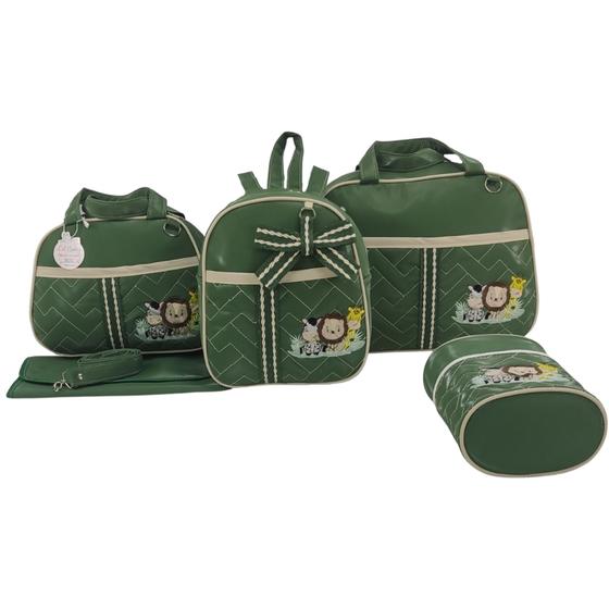 Imagem de Bolsa maternidade 5 peças safari baby verde militar