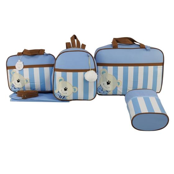 Imagem de Bolsa maternidade 5 peças urso luxo azul