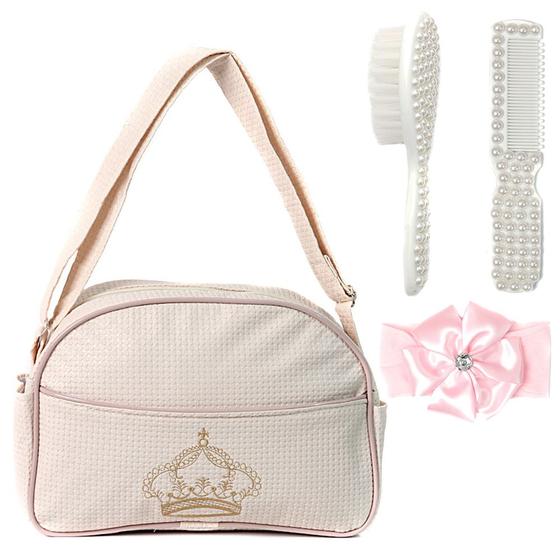 Imagem de Bolsa Maternidade Bege c Pentinho+Escovinha p Boneca Reborn