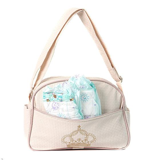 Imagem de Bolsa Maternidade Bege com 02 Fraldas para Bebê RN