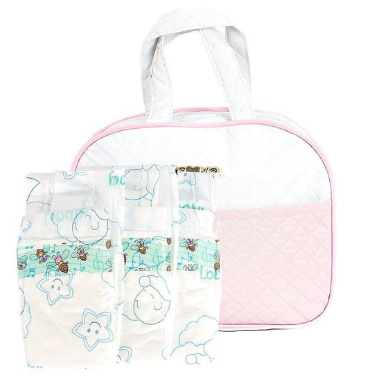 Imagem de Bolsa Maternidade com 03 Fraldas RN Rosa Personalizada Mães